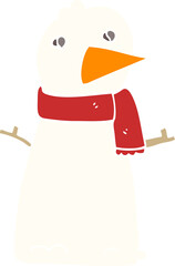 flat color illustration cartoon snowman