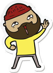Obraz na płótnie Canvas sticker of a cartoon happy bearded man