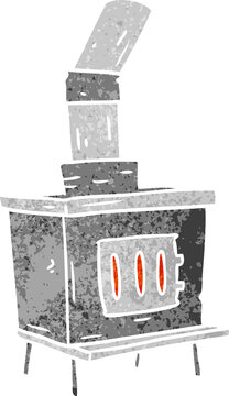 recommend clip art: retro cartoon doodle of a house furnace