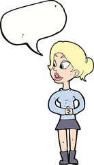 cartoon girl talking with speech bubble