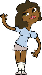 cartoon woman waving