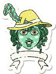 orc bard character with banner illustration