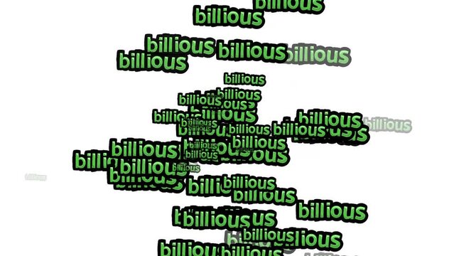 animated video scattered with the words BILLIOUS on a white background