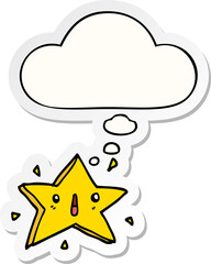 cute cartoon star and thought bubble as a printed sticker