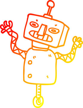 recommend clip art: warm gradient line drawing cartoon robot on wheel