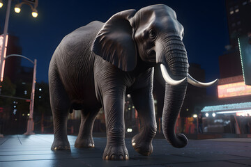 The Gentle Giant: An Elephant Meandering Through the Concrete Jungle