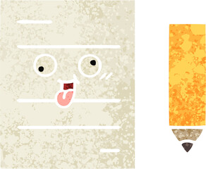 retro illustration style cartoon test paper