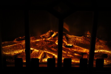 fire in fireplace