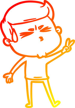 recommend clip art: warm gradient line drawing cartoon man sweating