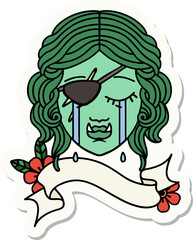 crying orc rogue character face sticker