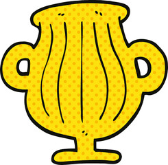 comic book style cartoon of a golden vase