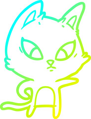cold gradient line drawing confused cartoon cat