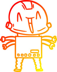 warm gradient line drawing cartoon robot
