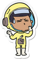 sticker of a cartoon stressed astronaut