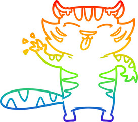 rainbow gradient line drawing cartoon white tiger