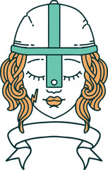 human fighter character with scroll banner illustration