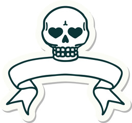 tattoo sticker with banner of a skull