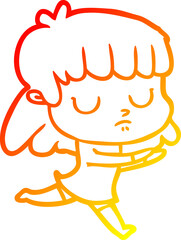 warm gradient line drawing cartoon indifferent woman