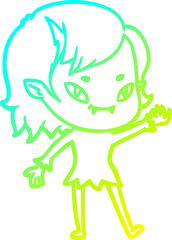 cold gradient line drawing cartoon friendly vampire girl