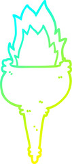 cold gradient line drawing cartoon flaming torch