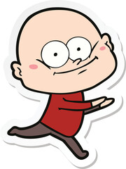 Obraz premium sticker of a cartoon bald man staring