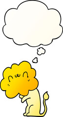 cartoon lion and thought bubble in smooth gradient style