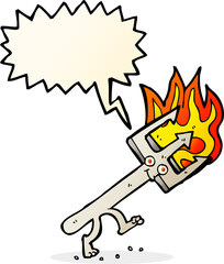 cartoon devil fork with speech bubble