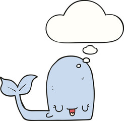 cartoon happy whale and thought bubble