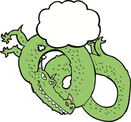 cartoon dragon with thought bubble