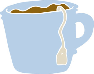 flat color style cartoon hot cup of tea