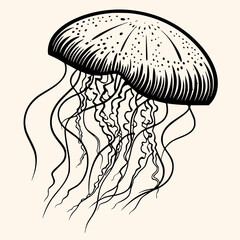 Jellyfish vector for logo or icon, drawing Elegant minimalist style,abstract style Illustration	