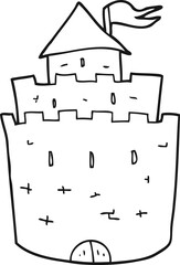 black and white cartoon castle
