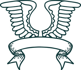 tattoo with banner of a wing