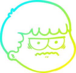 cold gradient line drawing cartoon male face