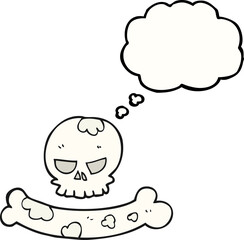 thought bubble cartoon skull and bone symbol