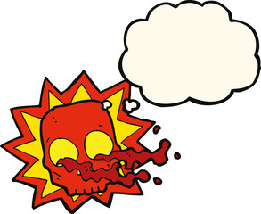 cartoon halloween skull symbol with thought bubble