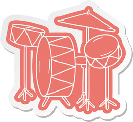 cartoon sticker of a drum kit
