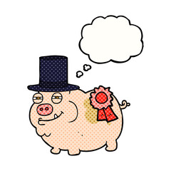 thought bubble cartoon prize winning pig