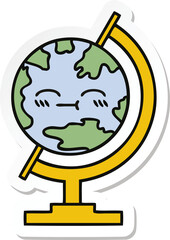 sticker of a cute cartoon globe of the world