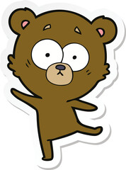 sticker of a worried bear cartoon