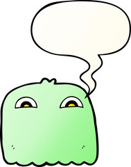 cartoon ghost and speech bubble in smooth gradient style