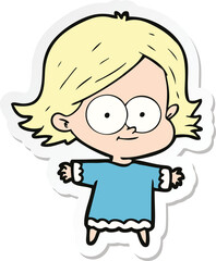 sticker of a happy cartoon girl