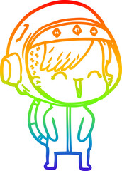 rainbow gradient line drawing happy cartoon space girl