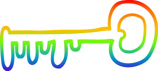rainbow gradient line drawing cartoon metal key