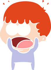 flat color style cartoon shocked man