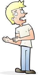 cartoon man making excuses