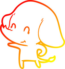 warm gradient line drawing cute cartoon elephant