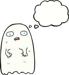 funny cartoon ghost with thought bubble