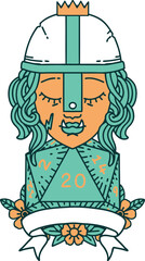 half orc fighter with natural twenty dice roll illustration