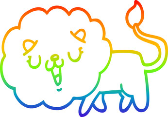 rainbow gradient line drawing cute cartoon lion